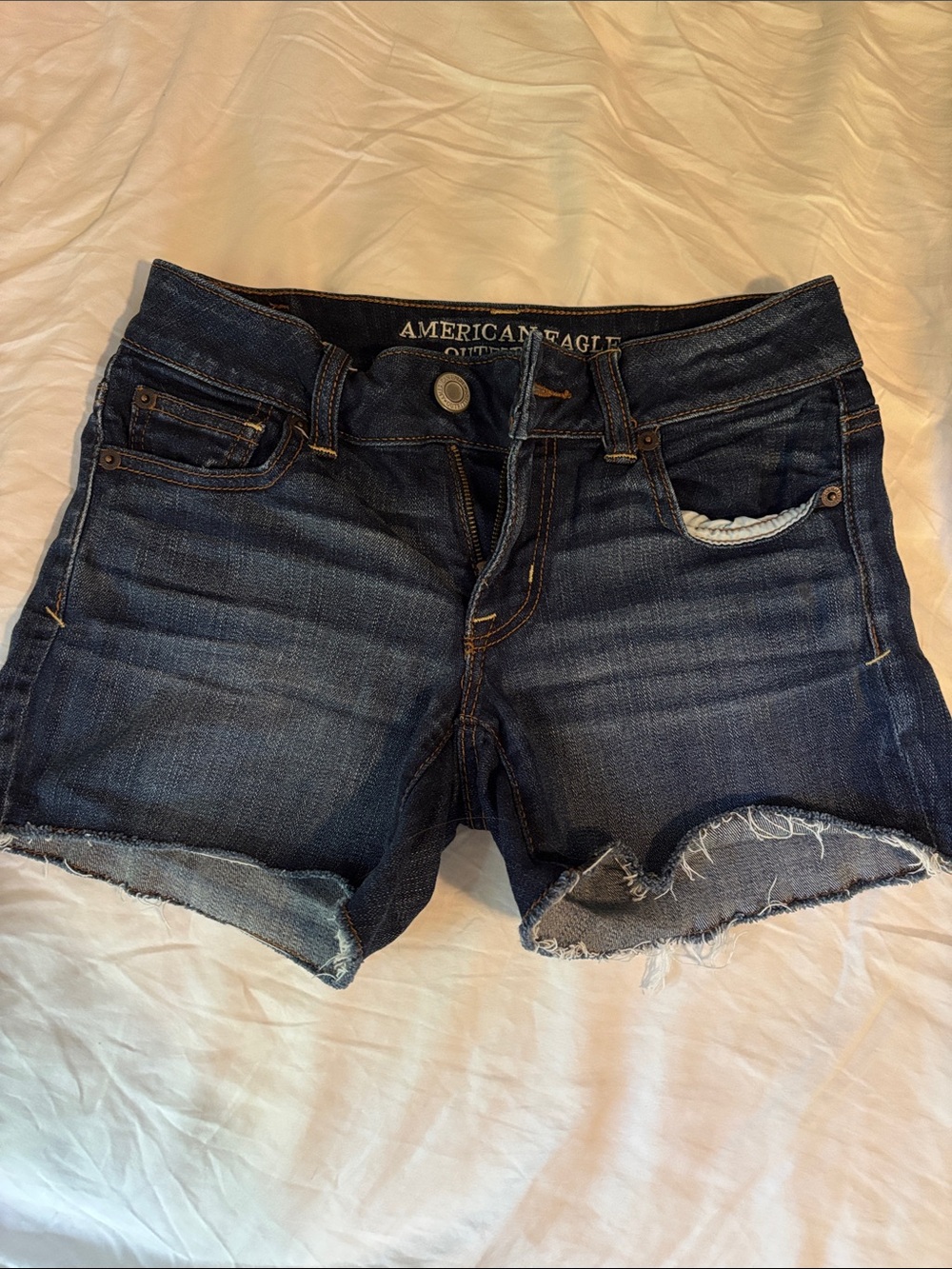American Eagle Outfitters Indigo Frayed Hem Denim Cutoff Shorts